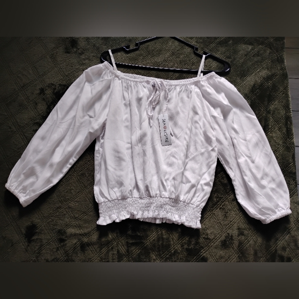 White Off-Shoulder Women's Top Sea Lustre S/M
